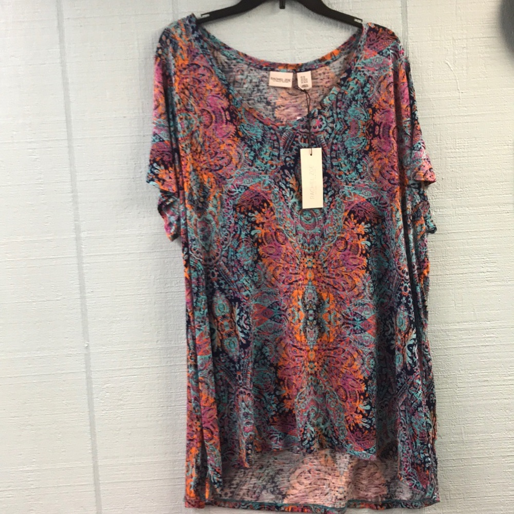 Rachel Zoe Women Plus Size 3X Top Tunic pink blue